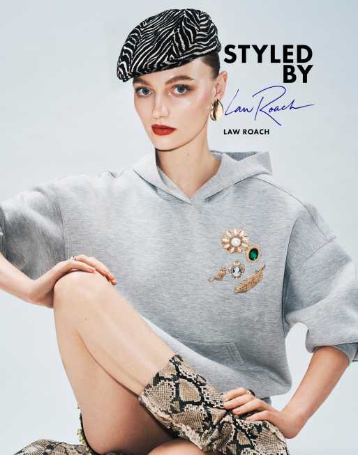 ASOS DESIGN - Co-ord set van stof in scubastijl in gemêleerd grijs, 3 van 3