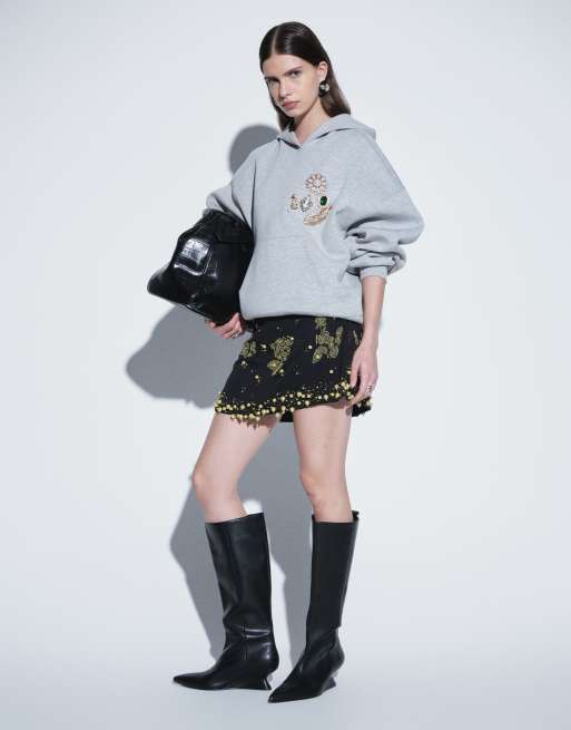 ASOS DESIGN boxy hoodie in heather gray scuba-style fabric, 2 of 5