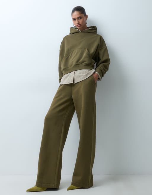 ASOS DESIGN boxy hoodie med brushback i khaki, 2 af 4
