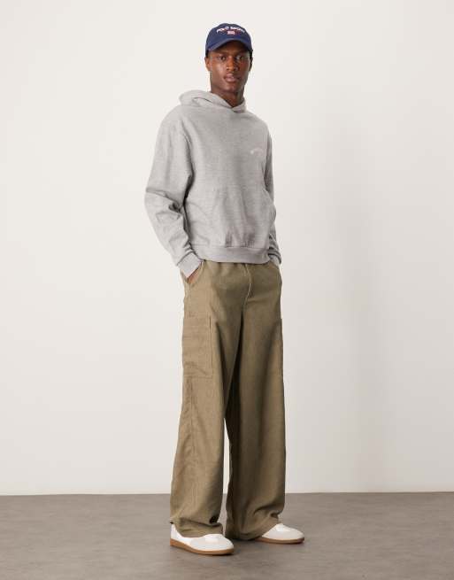 ASOS DESIGN boxy hoodie with Americana style graphic in grey marl, 2 of 4
