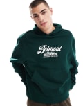 [ASOS DESIGN] ASOS DESIGN boxy hoodie with belmont print in green S Pine grove