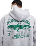 [ASOS DESIGN] ASOS DESIGN boxy hoodie with car print in grey L Grey marle