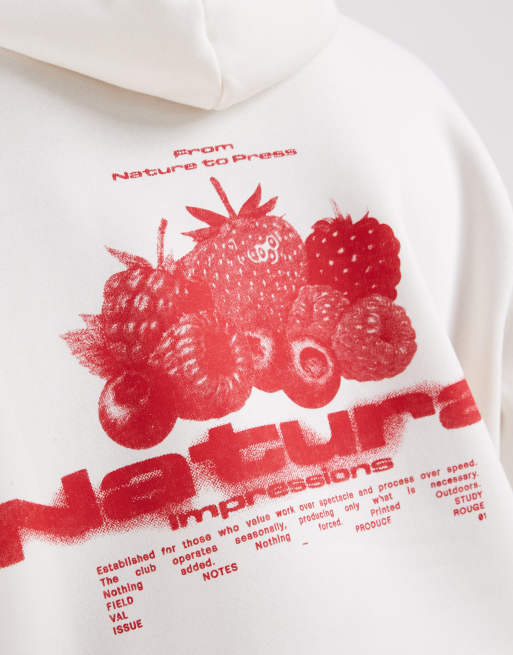ASOS DESIGN boxy hoodie with fruit print in cream, 3 of 5