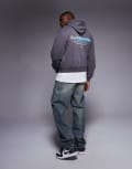 [ASOS DESIGN] ASOS DESIGN boxy hoodie with print in acid wash grey M Volcanic Glass