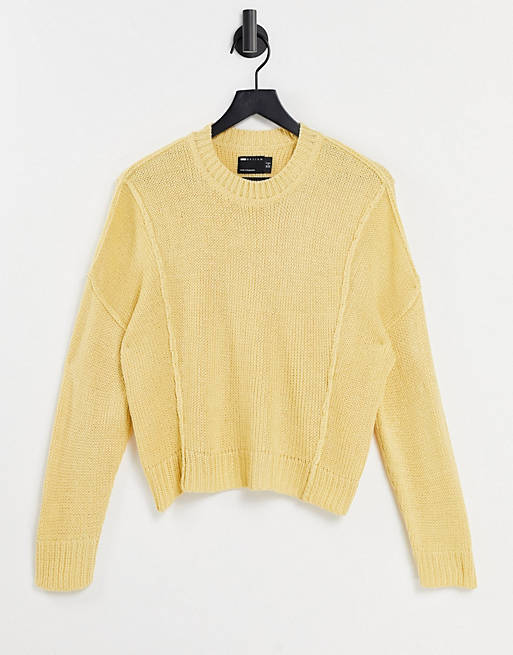 ASOS DESIGN boxy jumper with crew neck in yellow | ASOS