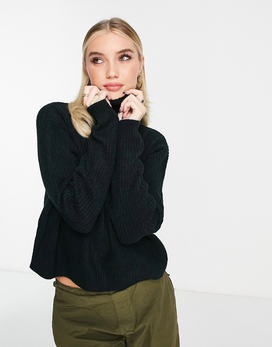 ASOS DESIGN boxy jumper with high neck in black