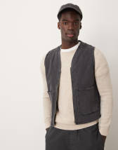 Gramicci checkered sherpa vest in navy | ASOS