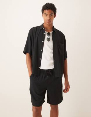 Asos Design Boxy Linen Blend Shirt With Patch Pocket