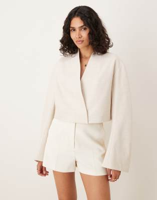 Asos Design Boxy Molded Sleeves Blazer In Brown