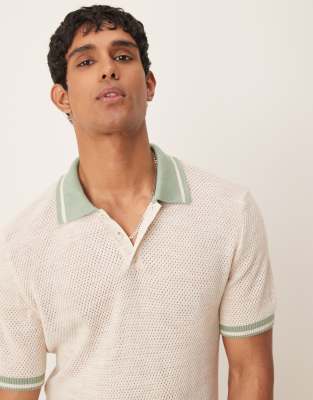 ASOS DESIGN BOXY POLO WITH TIPPING