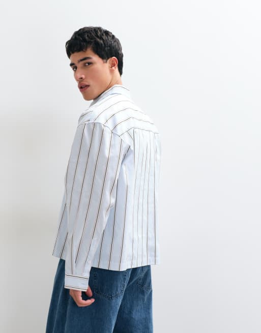 ASOS DESIGN boxy Oversize-Hemd mit Streifen in Blau, 5 von 5
