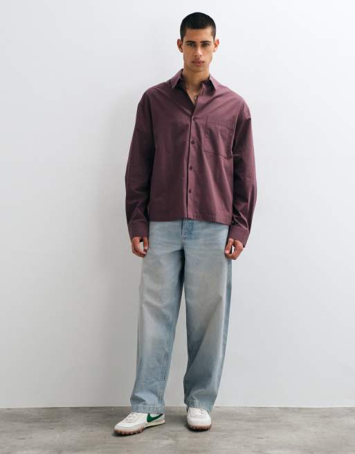 ASOS DESIGN boxy oversize koszula z popeliny w kolorze liliowym, 2 z 10