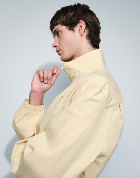 ASOS DESIGN boxy oversize kurtka zapinana na zamek z golfem i haftem na piersi w kolorze żółtym - view 1