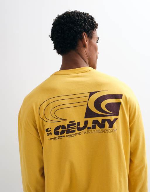 ASOS DESIGN boxy Oversize Langarm-T-Shirt mit Print in Gelb, 5 von 5