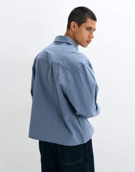 ASOS DESIGN boxy Oversize-Popeline-Hemd in Blau, 5 von 5