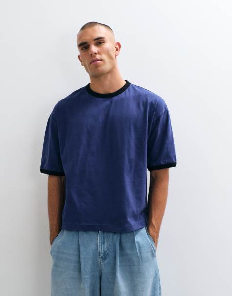 ASOS DESIGN boxy Oversize-Ringer-T-Shirt in verwaschenem Blau - view 1