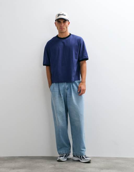 ASOS DESIGN boxy Oversize-Ringer-T-Shirt in verwaschenem Blau, 3 von 5