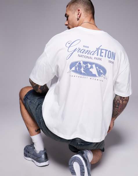 ASOS DESIGN boxy oversize t-shirt with scenic graphic in white - view 1
