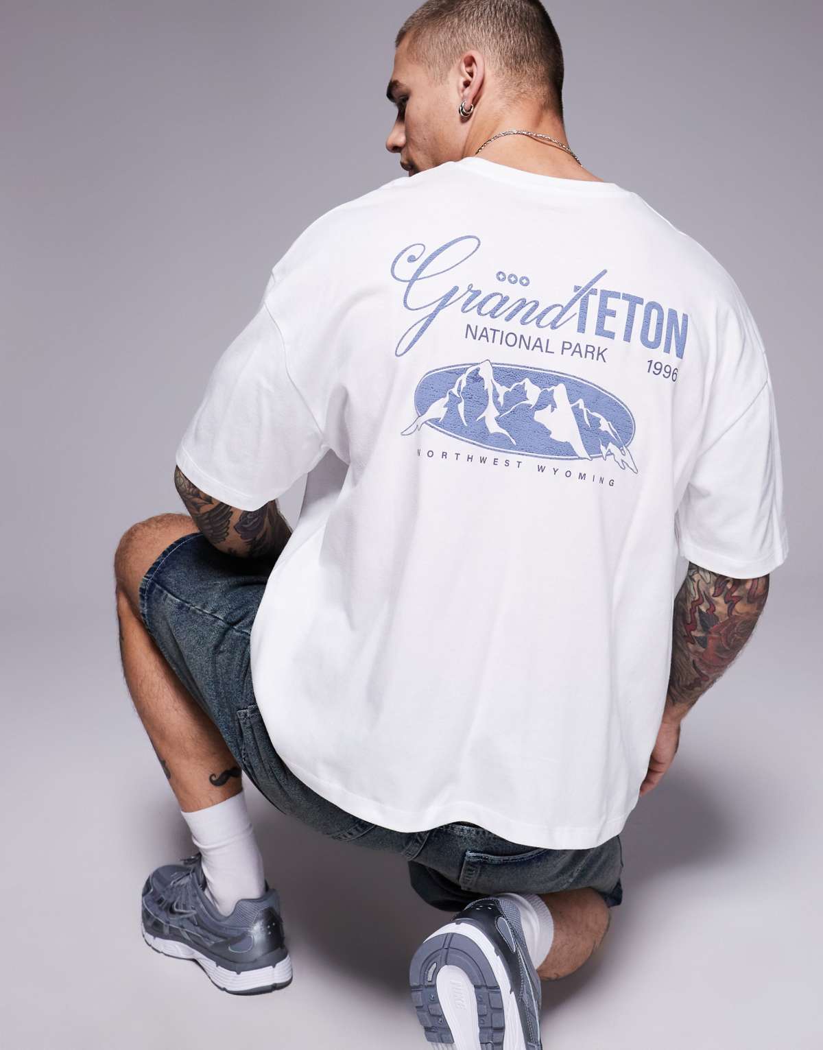 ASOS DESIGN boxy oversize t-shirt with scenic graphic in white