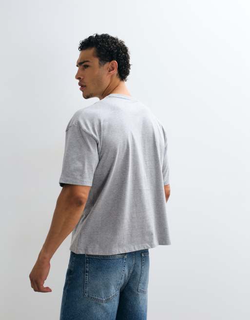 ASOS DESIGN boxy oversize T-shirt z grafiką England w szarym melanżu, 4 z 5