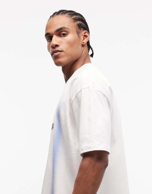 ASOS DESIGN boxy oversized all-over print t-shirt with text front graphic in white, 5 of 5