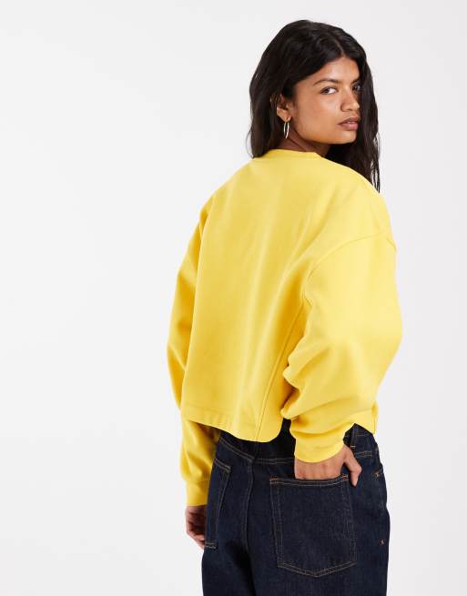 ASOS DESIGN boxy oversized brushback sweat in yellow, 4 of 4