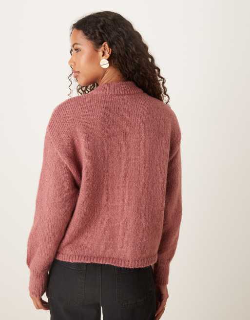 ASOS DESIGN - Boxy oversized cardigan med lommedetalje i støvet pink, 4 af 4