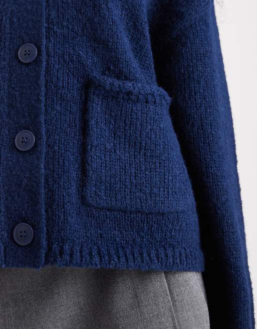 ASOS DESIGN boxy oversized cardigan with pocket detail in navy