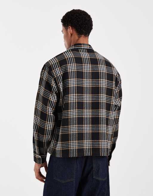 ASOS DESIGN boxy oversized check shirt in black, 3 of 5