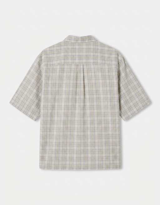 ASOS DESIGN boxy oversized check shirt in cream, 7 of 9
