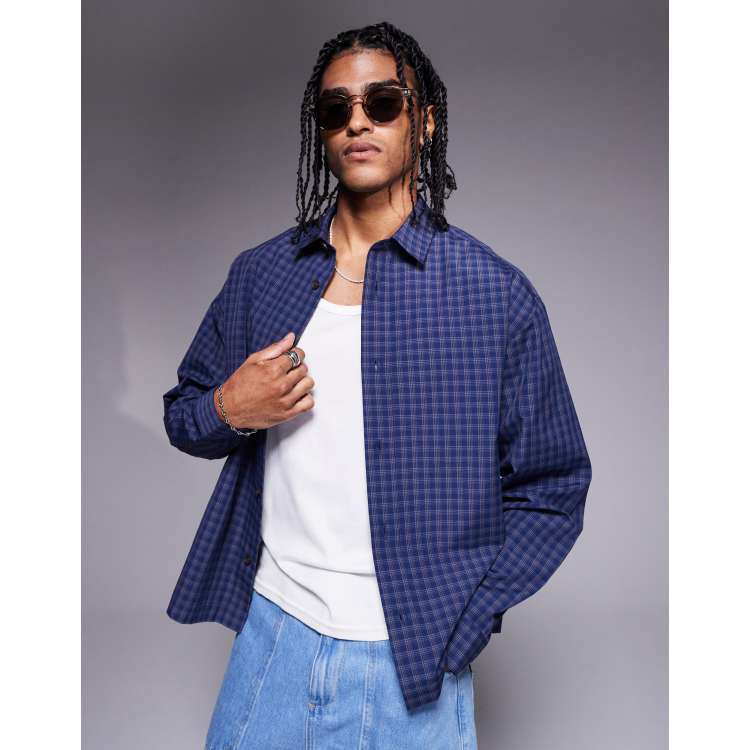 シャツ IONSEOUL Paris Decky Oversized Checkered Shirt 4JH157 White Check Print Oversized Shirt