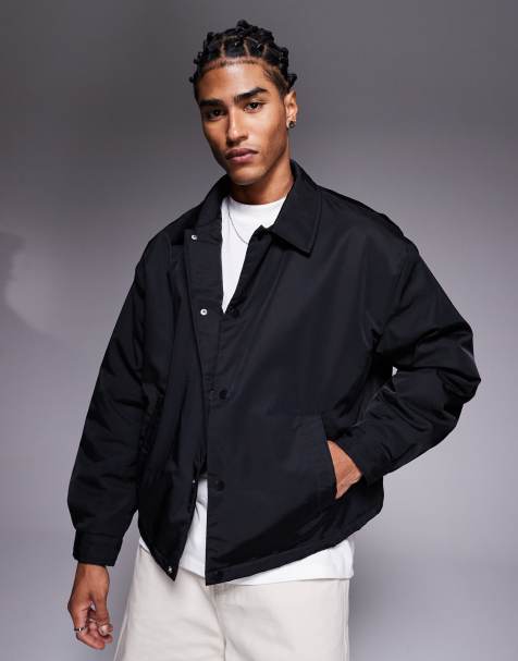 ASOS DESIGN boxy oversized coach jacket in black - view 1