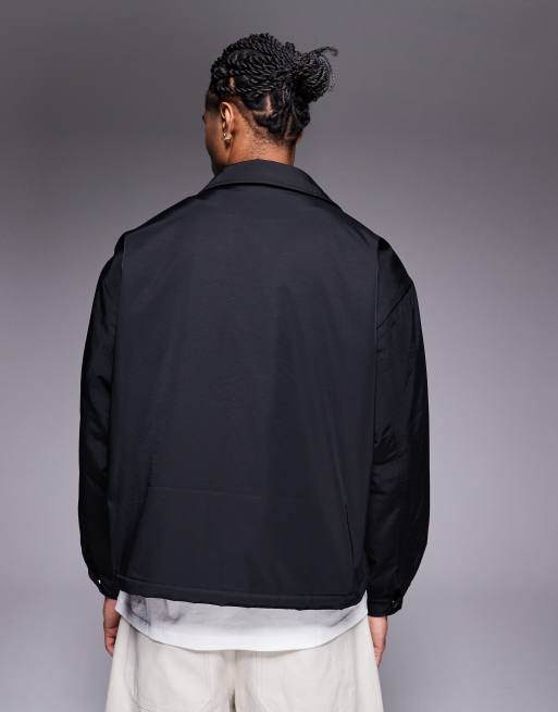 ASOS DESIGN boxy oversized coach jacket in black | ASOS