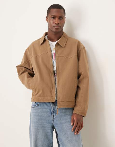 ASOS DESIGN boxy oversized coach jacket in tan - view 1