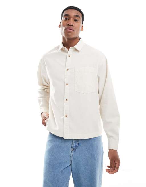 ASOS DESIGN - Boxy oversized corduroy overhemd in ecru