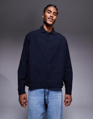 Asos Design Boxy Oversized Corduroy Shirt In Blue