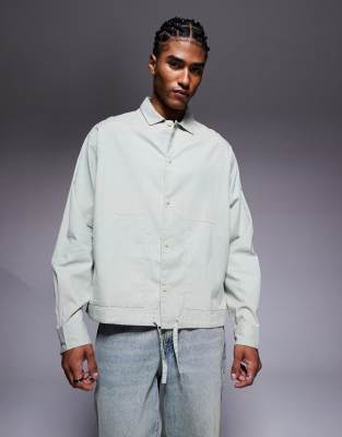 Asos Design Boxy Oversized Corduroy Shirt In White