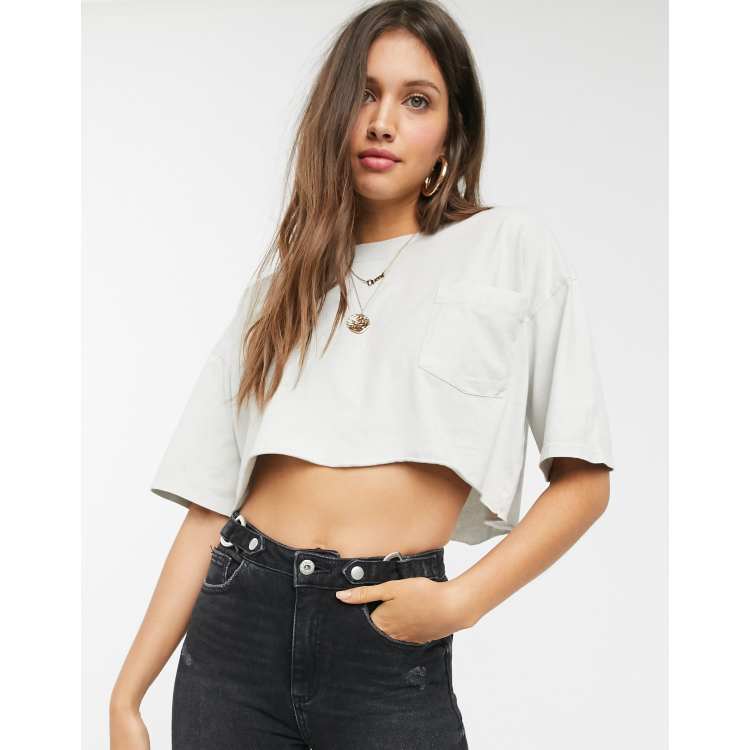 Off white crop outlet tee