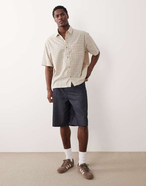 ASOS DESIGN boxy oversized dad check shirt in yellow - view 1