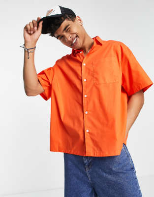 ASOS DESIGN boxy oversized dad shirt in bright orange | ASOS