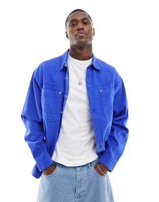 ASOS DESIGN boxy oversized denim shirt in cobalt | ASOS