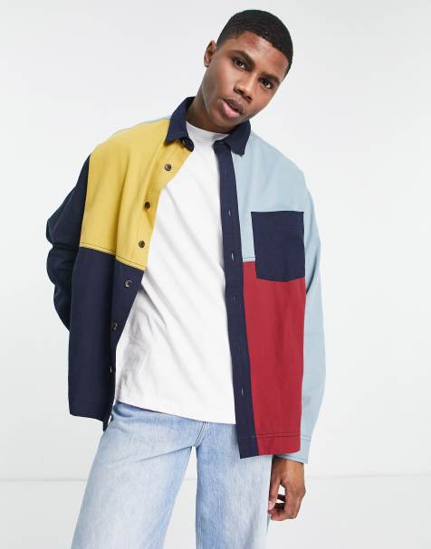 ASOS DESIGN boxy oversized denim shirt in colour block 