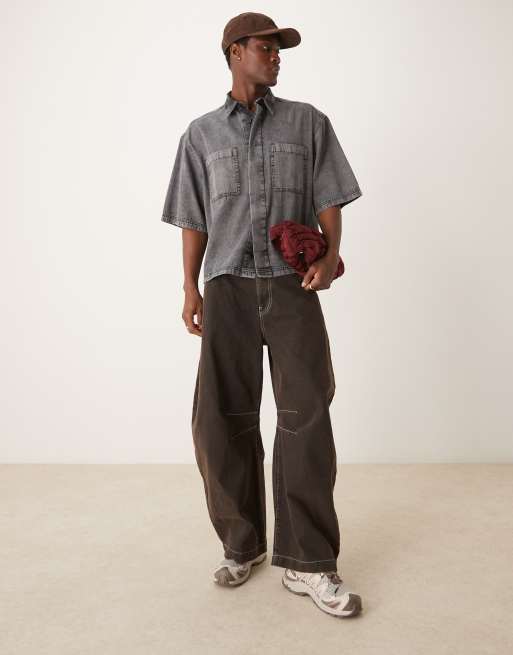 ASOS DESIGN boxy oversized denim shirt in gray | ASOS