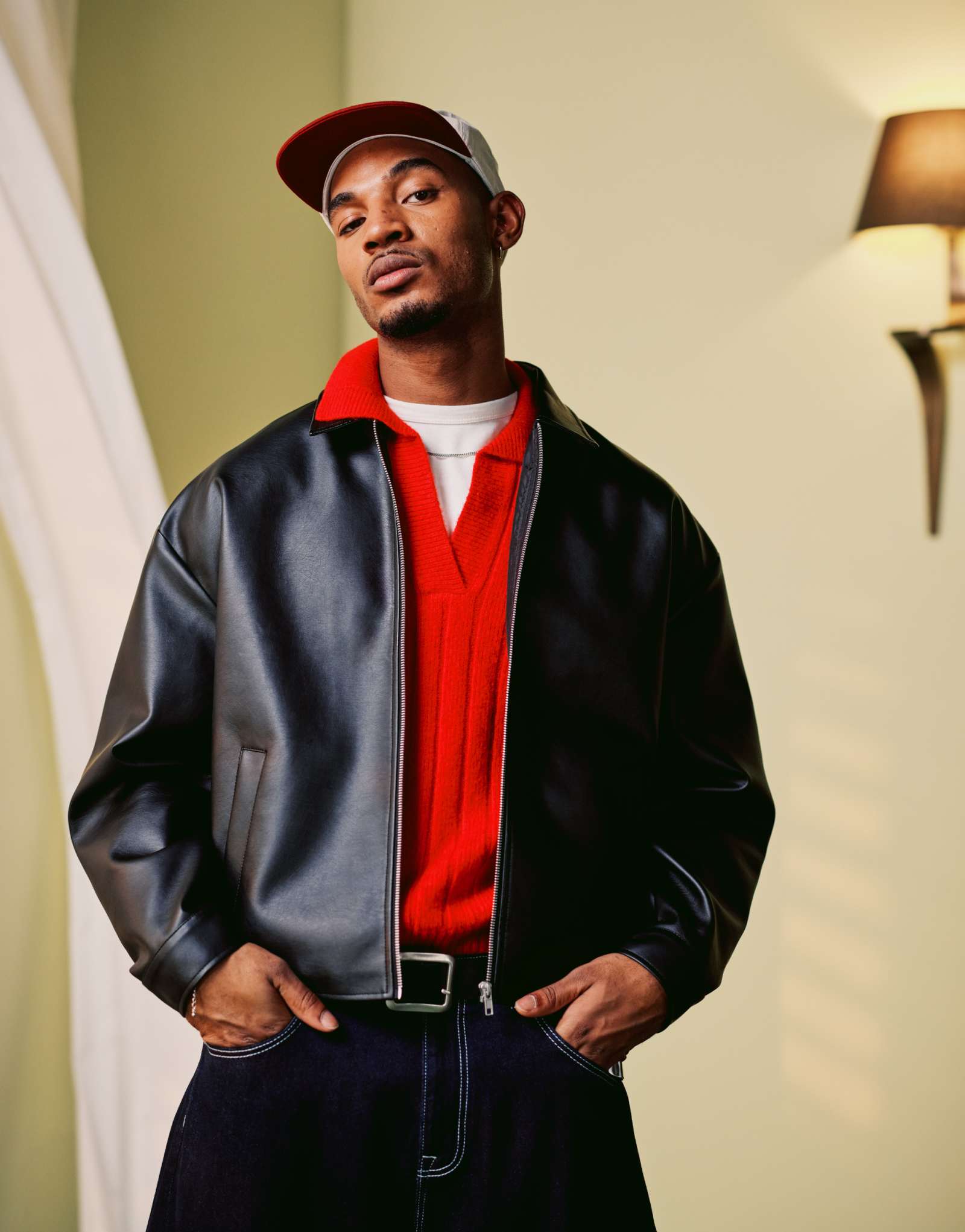 ДИЗАЙНЕРСКАЯ куртка harrington черного цвета из искусственной кожи свободного кроя от ASOS DESIGN