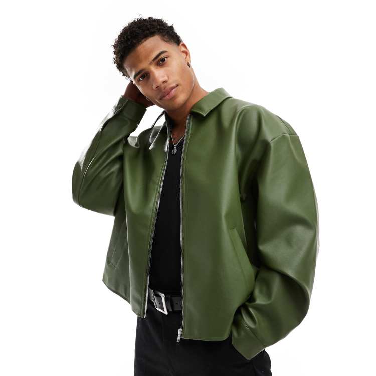 Harrington Jacket Pretty Green Leather Bomber Jacket Trent Green