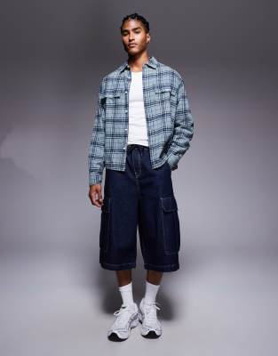 Asos Design Boxy Oversized Flannel Plaid Shirt In Multi