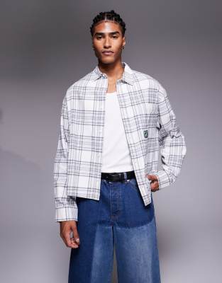 Asos Design Boxy Oversized Flannel Plaid Shirt In Multi