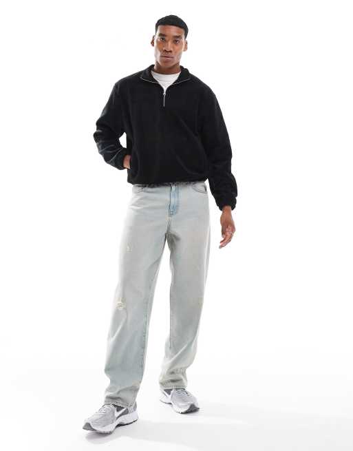 ASOS DESIGN boxy oversized fleece sweatshirt with quarter