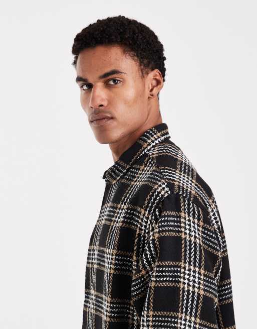 ASOS DESIGN - Boxy oversized geruit overhemd in zwart, 4 van 5