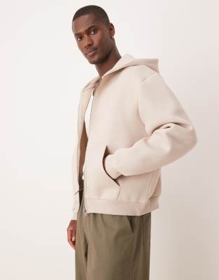 Asos Design Boxy Oversized Heavyweight Scuba Zip Up Hoodie